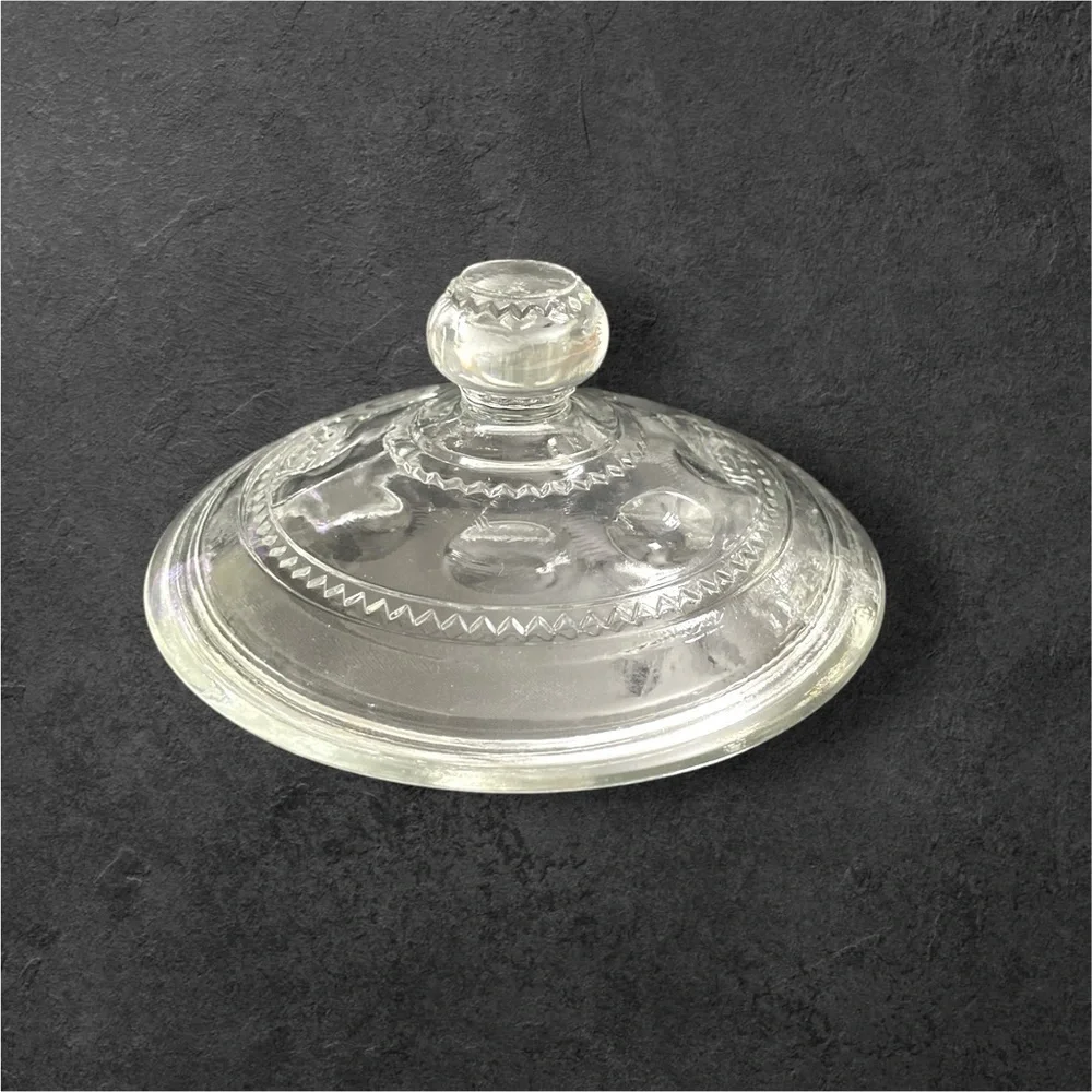 Vintage Indiana Clear Pressed Glass Lidded Pedestal Candy Dish Compote 7.5